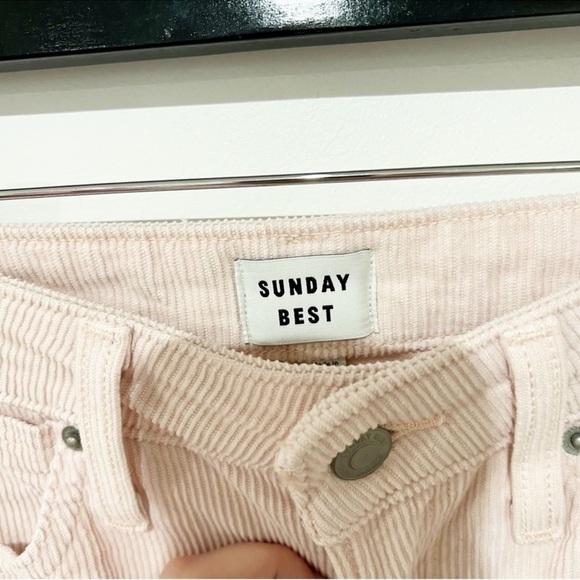 Sunday Best Aritzia Corduroy Straight Leg Pants Light Pink Cotton Zip Fly Size 2 - Picture 9 of 11